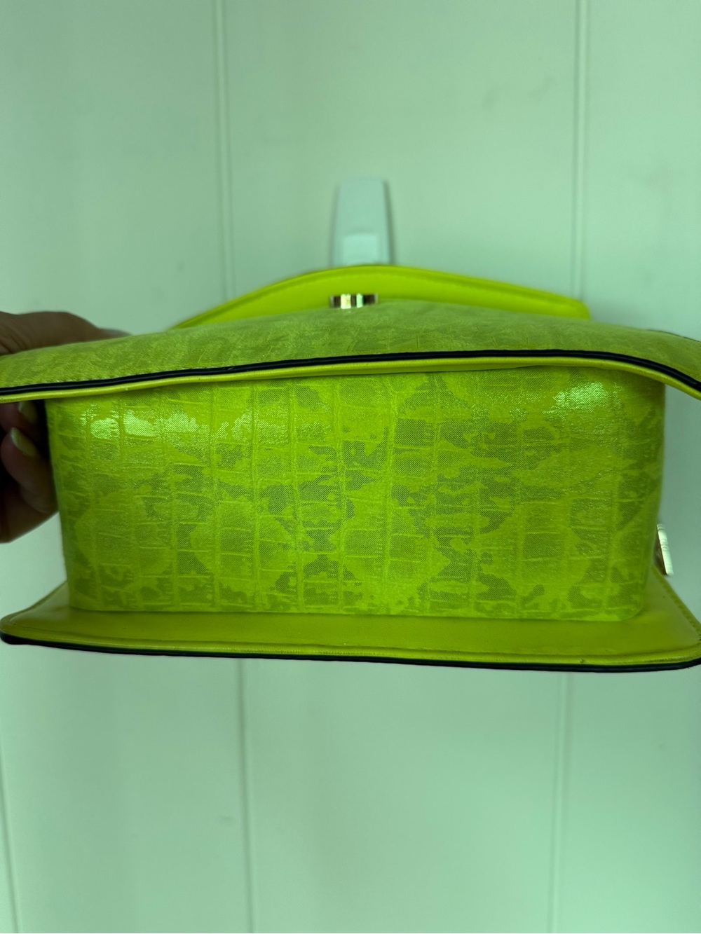 Steve Madden Neon Lime Crystal-Front Mini Top Handle Bag - Picture 6 of 10